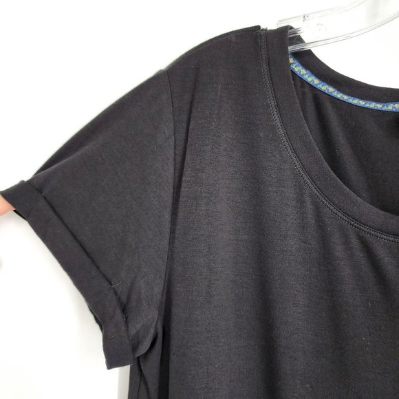 Modcloth Au Fond T Shirt S Black Round Neck Cuff Short Sleeve Soft Basic Capsule - Picture 3 of 8